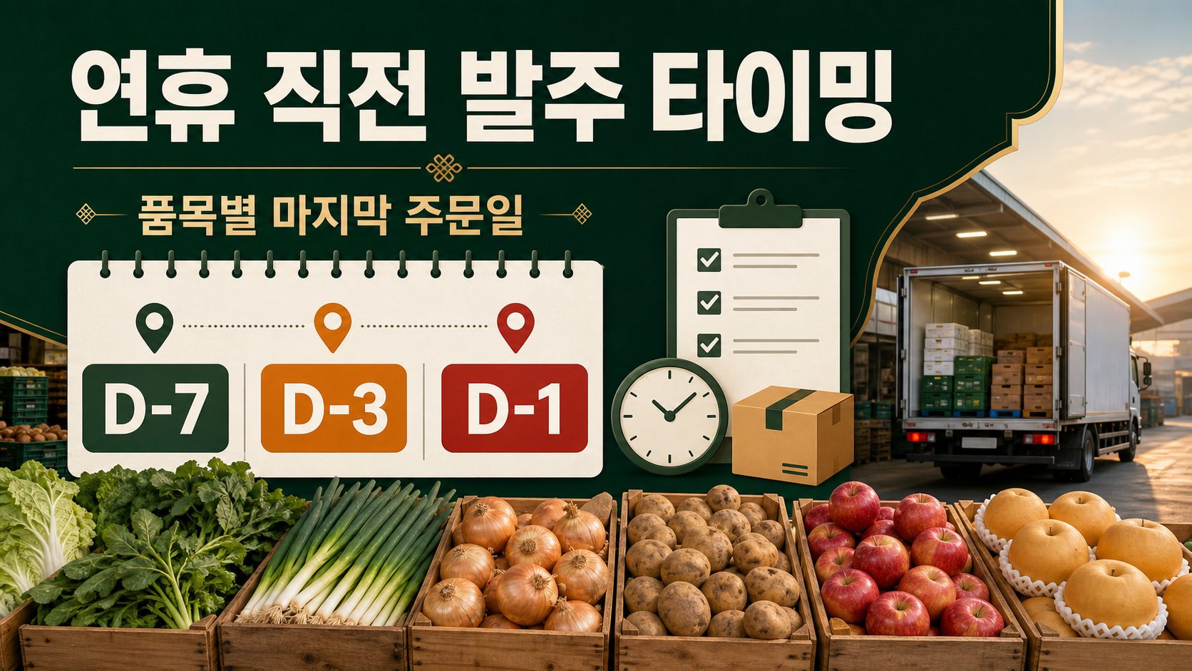 # 연휴 직전 식자재 발주, 언제가 가장 유리할까? 품목별 마지막 주문일 정리