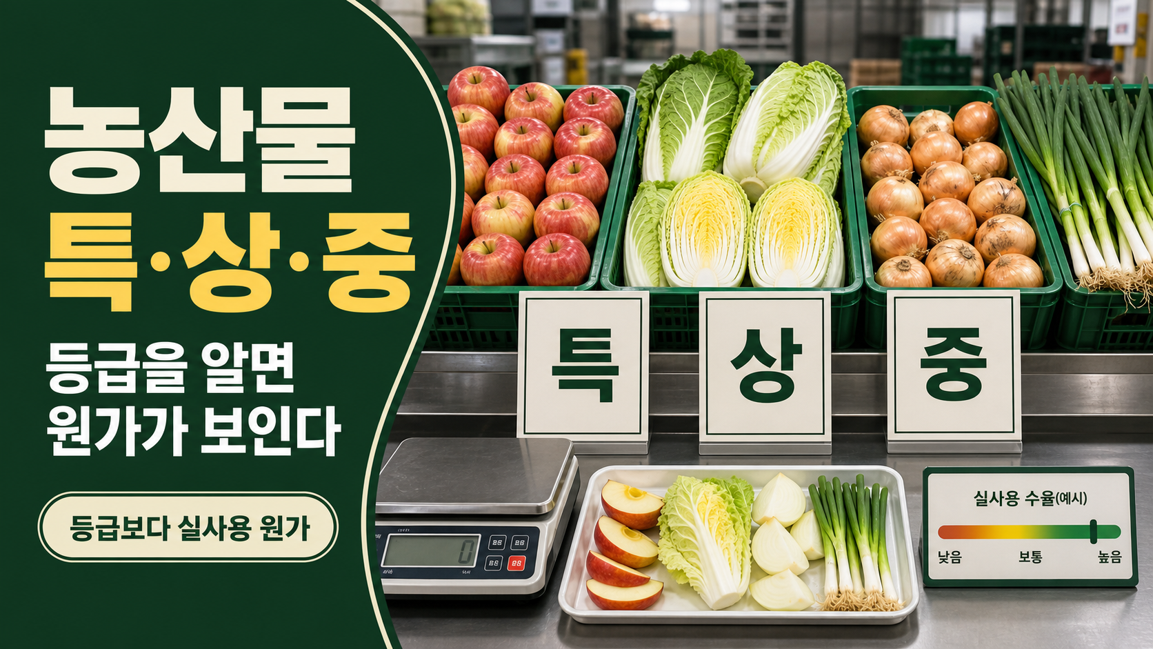 도매시장 등급 표시 ‘특·상·중’ 읽는 법—알면 식자재 원가가 보인다