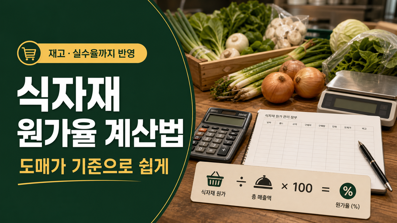 식당 사장님을 위한 식자재 원가율 계산법—도매가 기준으로 쉽게 하기