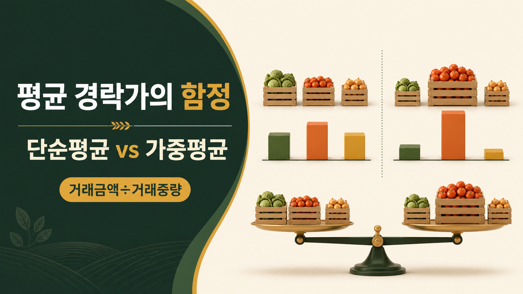 # 농산물 평균 경락가의 함정—단순평균과 거래량 가중평균 차이