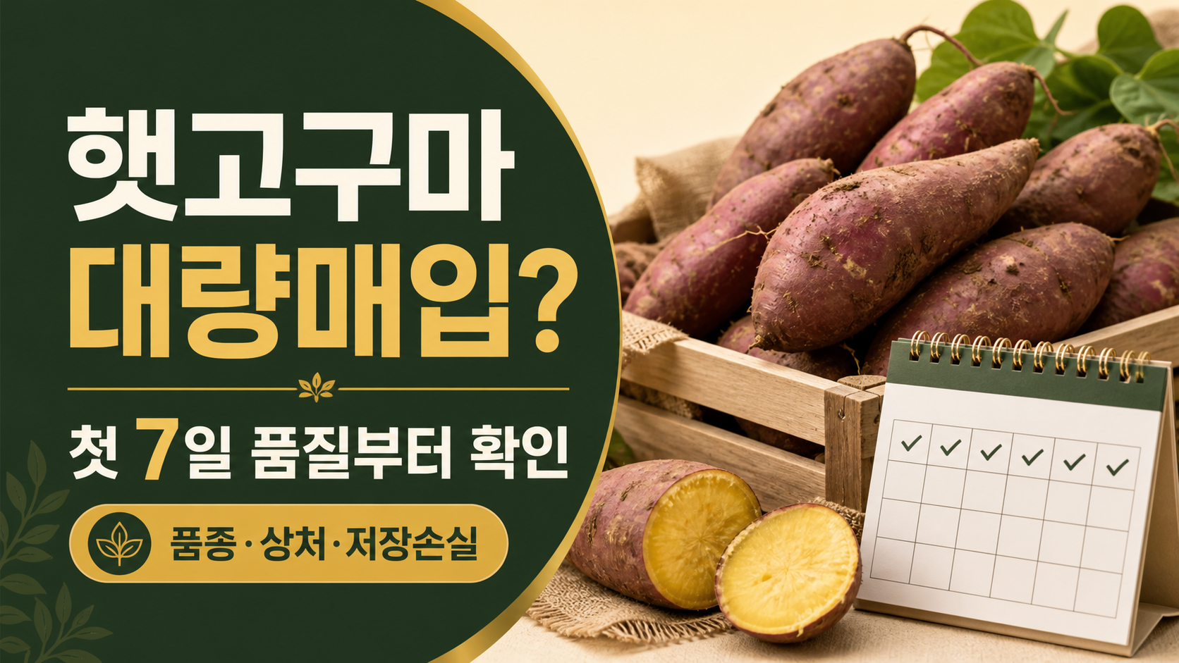 햇고구마 출하 시작—싸다고 바로 대량매입하면 안 되는 이유